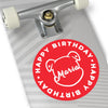 Personalize Mumble&#39;s Outline For Happy Birthday On Red Round Vinyl Stickers