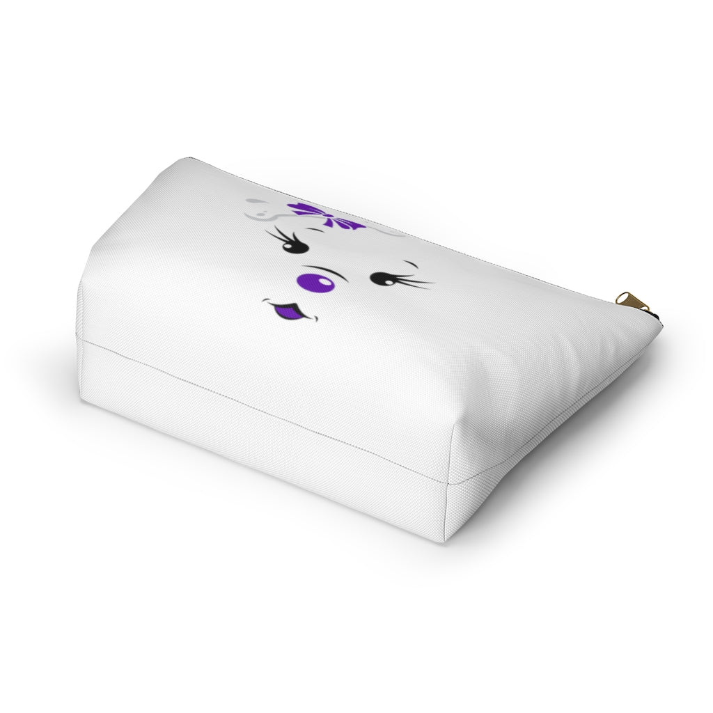 Purple Diamond Face On White Accessory Pouch w T-bottom