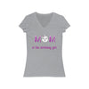 Mom of the Birthday Girl Women&#39;s Jersey Short Sleeve V-Neck Tee