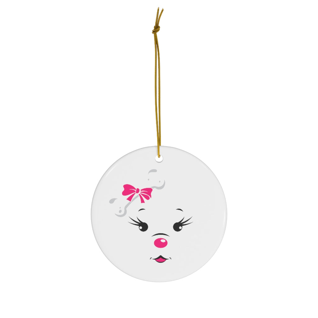 Pink Diamond Face On Ceramic Ornaments