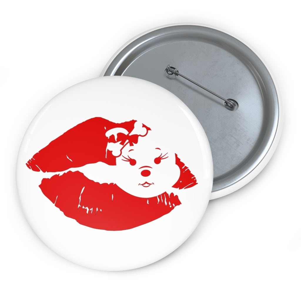 Red Diamond Lips On White Custom Pin Buttons