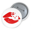 Red Diamond Lips On White Custom Pin Buttons