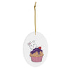 Copy of Purple Diamond Cupcake  On Purple Ceramic Ornaments