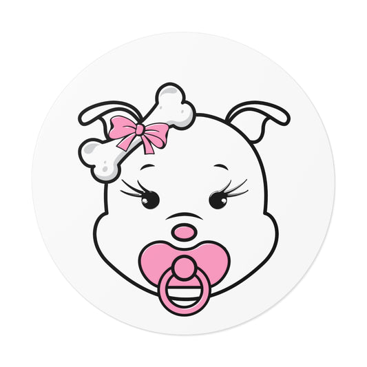 Pink Baby Diva Round Vinyl Stickers