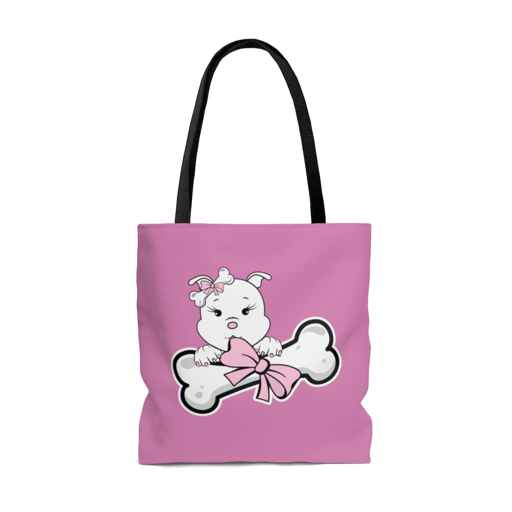 Pink Diamond With Oversized Bone On Pink Tote Bag
