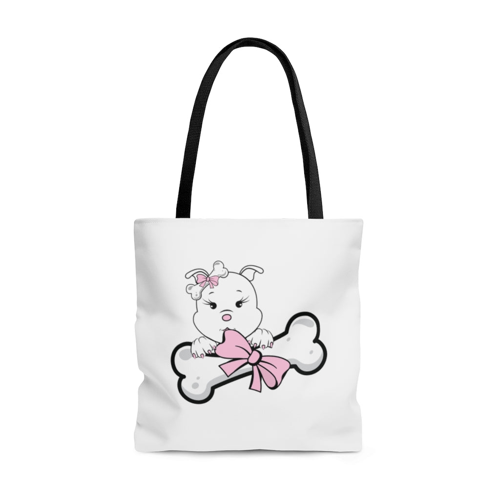 Pink Diamond With Oversized Bone On White Tote Bag