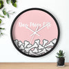 Dog Mom Life Bone Pile Pink Wall clock