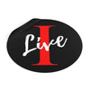 Oversized &quot;I&quot; Cursive LIVE On Black Round Vinyl Stickers