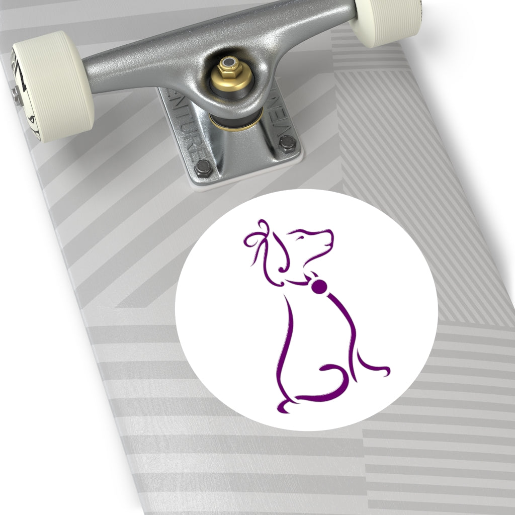 Purple Poochie Diva Icon On Round Vinyl Stickers