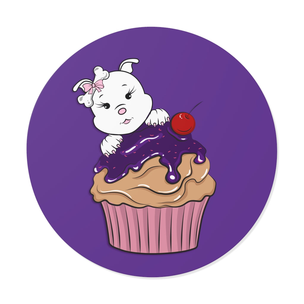 Purple Diamond Cupcake On Purple Round Vinyl Stickers