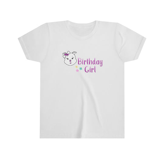 Diamond Face  Birthday Girl Youth Short Sleeve Tee