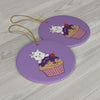 Copy of Purple Diamond Cupcake  On Purple Ceramic Ornaments