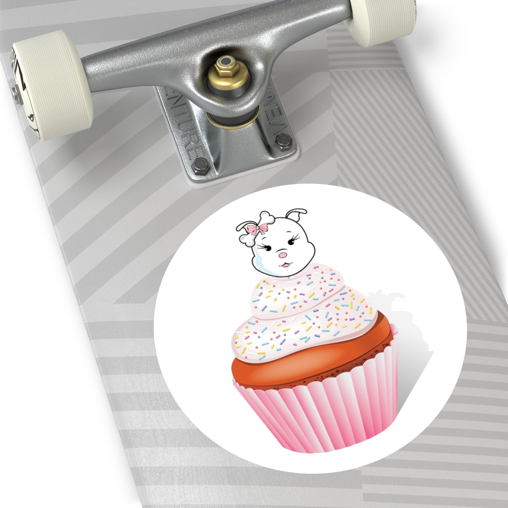 Copy of Vanilla With Sprinkles Diamond Cupcake On Lavender Round Vinyl Stickers