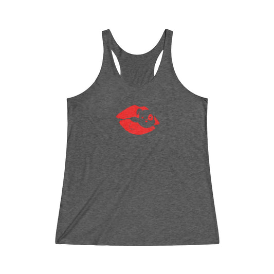 Trailblazer Red Mumble Lips On Women's Tri-Blend Racerback Tank