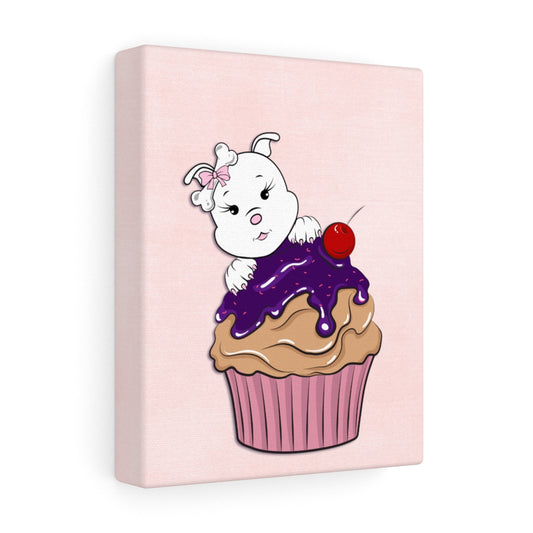Purple Diamond Cupcake On Pink Stretched Canvas