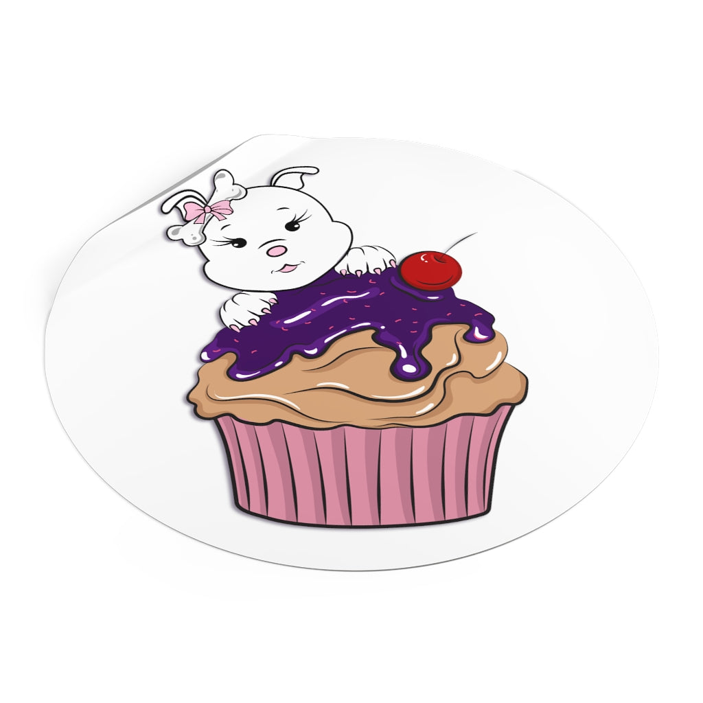 Purple Diamond Cupcake On Round Vinyl Stickers