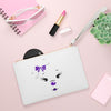 Purple Diamond Face On White Clutch Bag