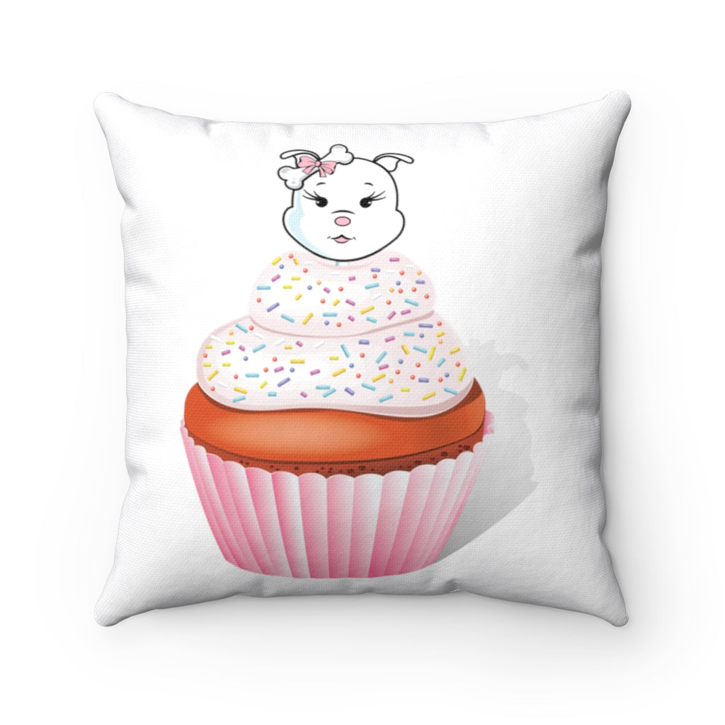 Vanilla With Sprinkles Diamond Cupcake On Spun Polyester Square Pillow