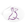 Purple Poochie Diva Icon On Round Vinyl Stickers