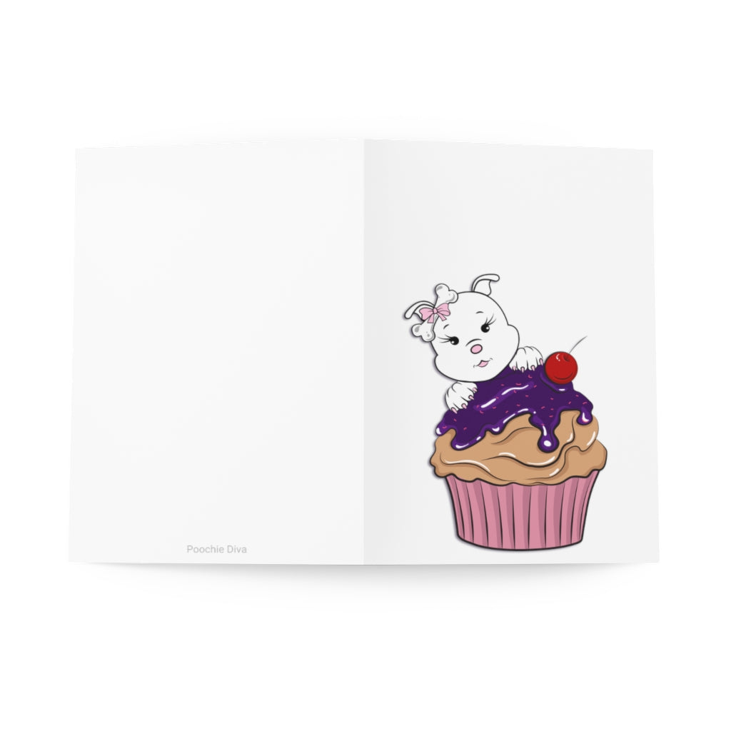 Purple Diamond Cupcake On Greeting Cards (8 pcs)