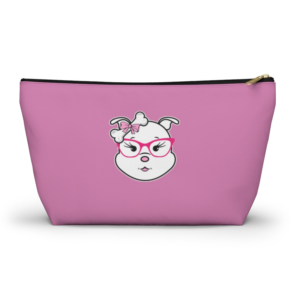 High IQ Diamond Wearing Pink Glasses On Pink Accessory Pouch w T-bottom