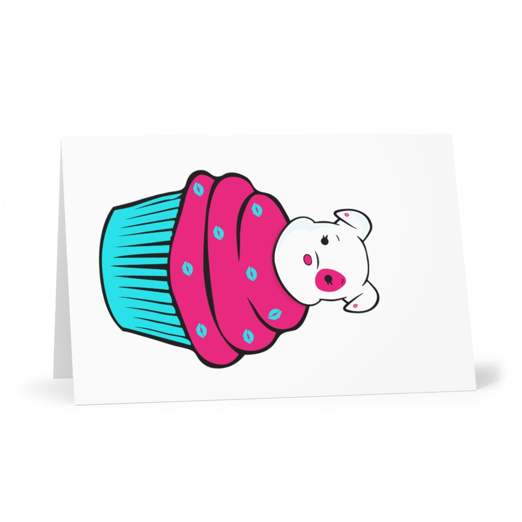 Fuchsia  Mumbles Cupcake Topper On Greeting Cards (7 pcs)