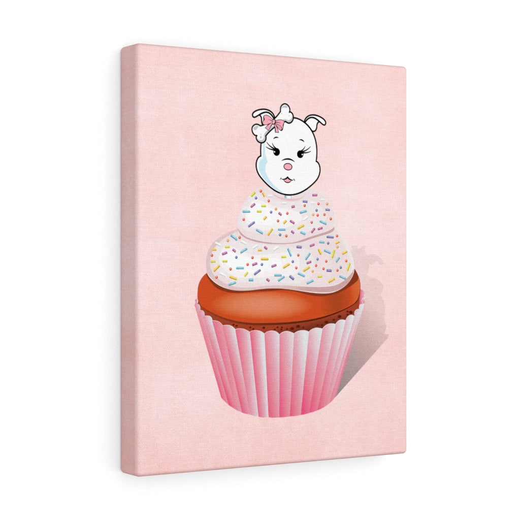 Vanilla With Sprinkles Diamond Cupcake On Pink Canvas Gallery Wraps