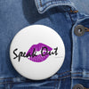 Speak Out Purple Lips Custom Pin Buttons