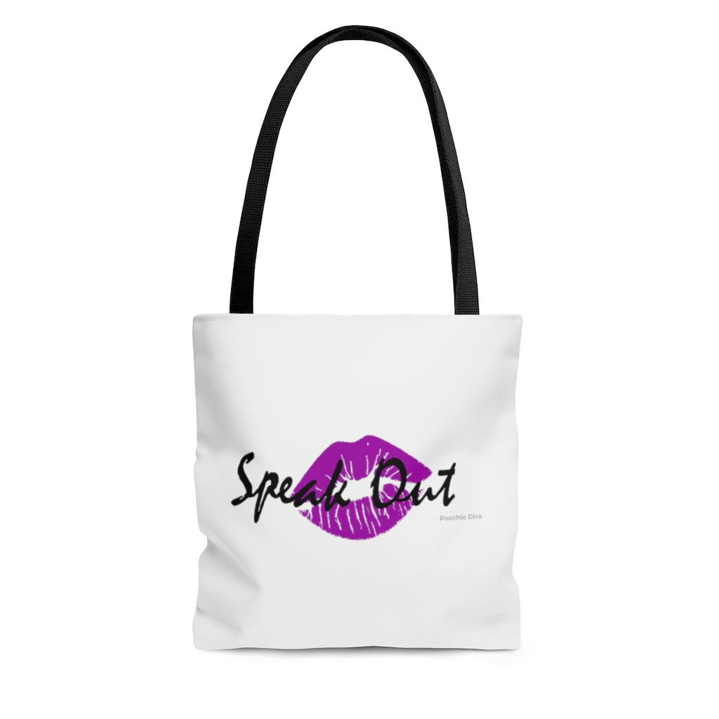 Speak Out Purple Lips Tote Bag