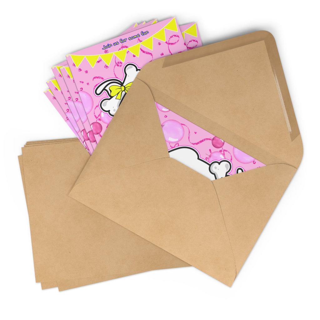 Personalized Yellow Diamond Head On Pinkish Greeting Cards (7 pcs)