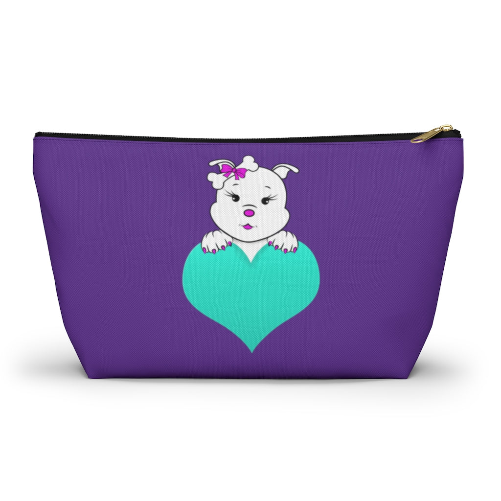 Purple Diamond On Big Heart On Purple Accessory Pouch w T-bottom