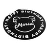 Personalize Mumble&#39;s Outline For Happy Birthday On Black Round Vinyl Stickers