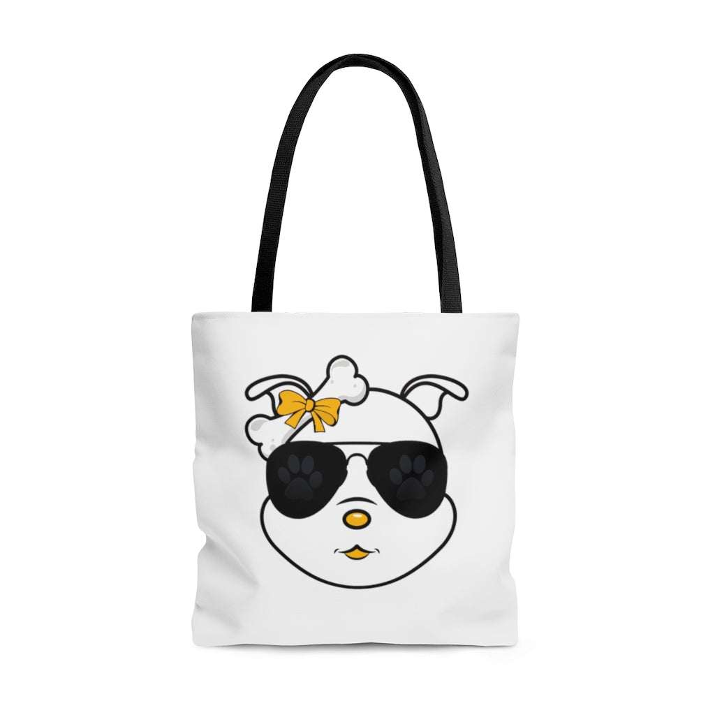 Yellow Diamond Sporting Paw Print Sunglasses On Tote Bag