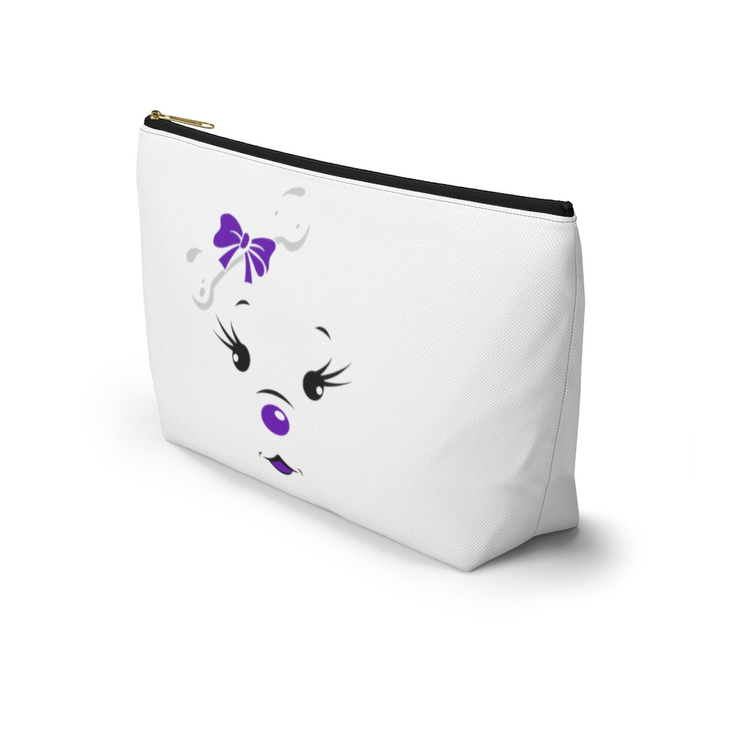 Purple Diamond Face On White Accessory Pouch w T-bottom
