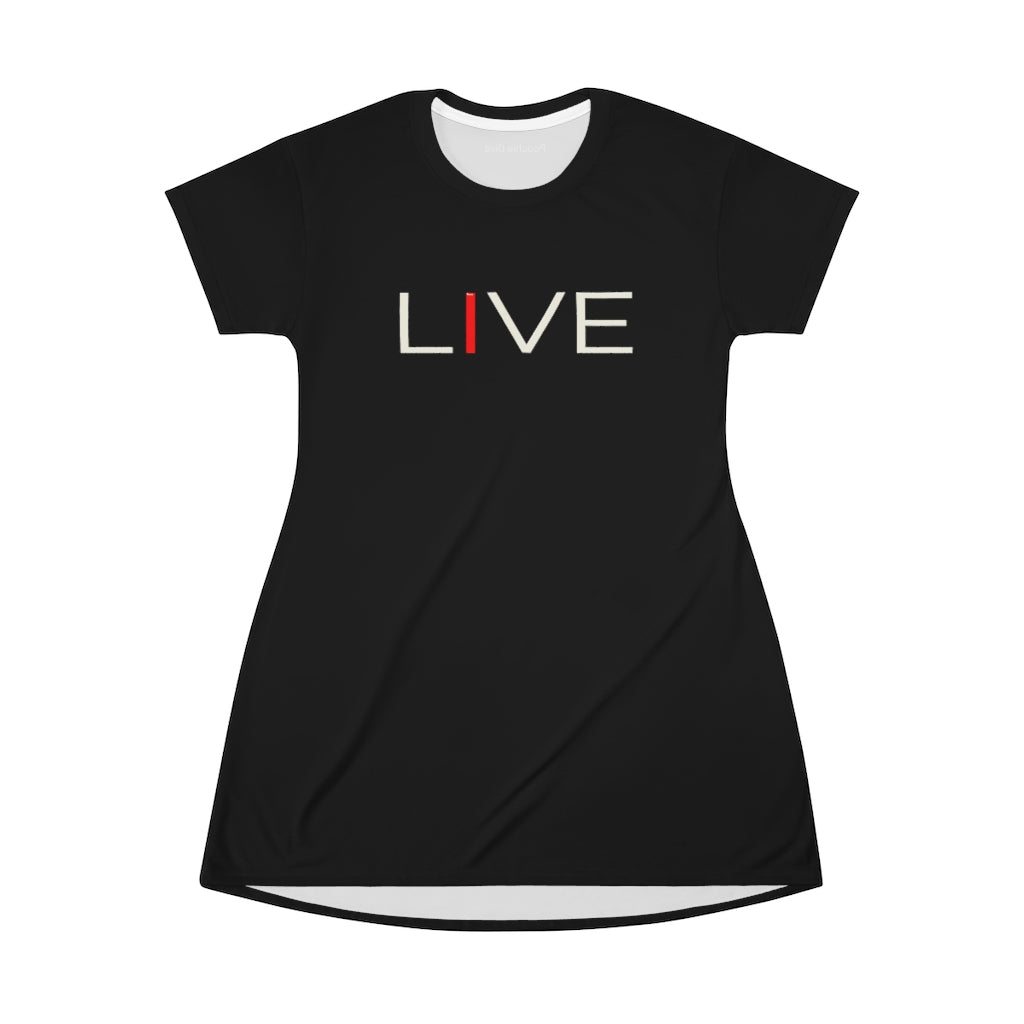 "I" LIVE  On All Over Print T-Shirt Dress