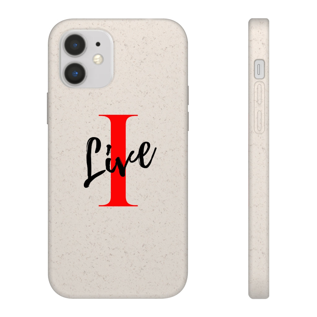 Oversized "I" Cursive LIVE On White Biodegradable Case