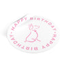 Pink Poochie Diva&#39;s Happy Birthday On White Round Vinyl Stickers