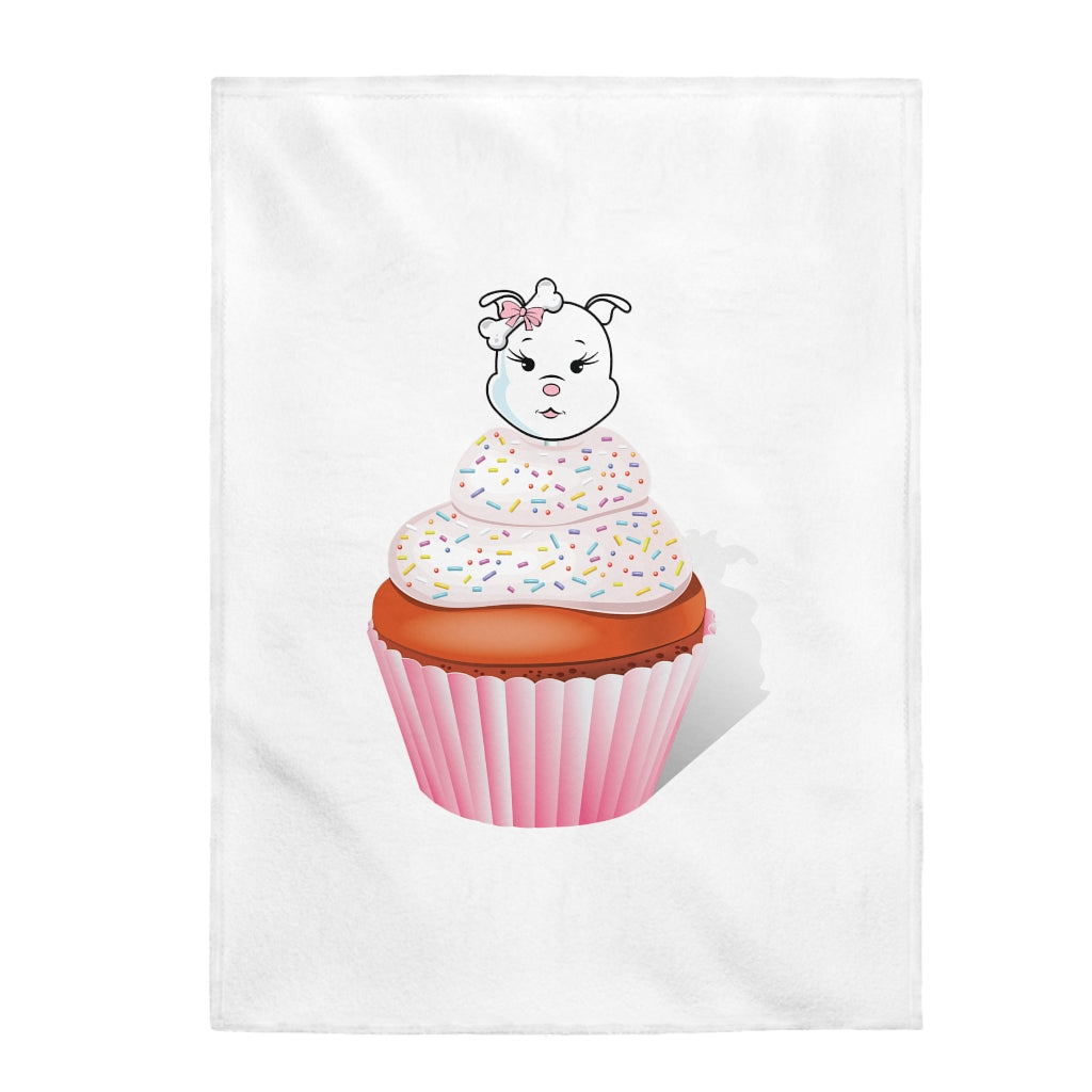 Vanilla With Sprinkles Diamond Cupcake On Velveteen Plush Blanket