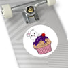 Purple Diamond Cupcake On Purple Round Vinyl Stickers