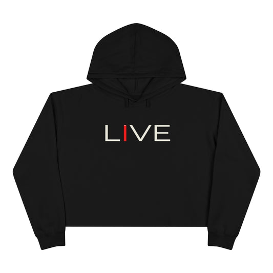Oversized "I" LIVE On Black Crop Hoodie