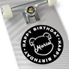 Personalize Mumble&#39;s Outline For Happy Birthday On Black Round Vinyl Stickers