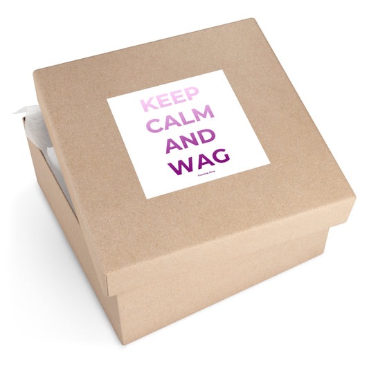 Keep Calm and Wag On Square Vinyl Stickers