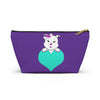 Purple Diamond On Big Heart On Purple Accessory Pouch w T-bottom