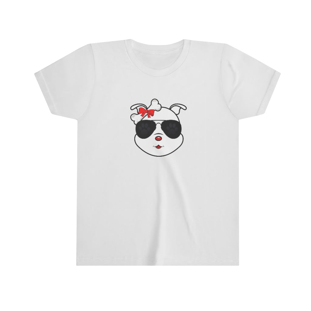 Diamond Sporting Dog Paw Sunglasses On Youth Short Sleeve Tee