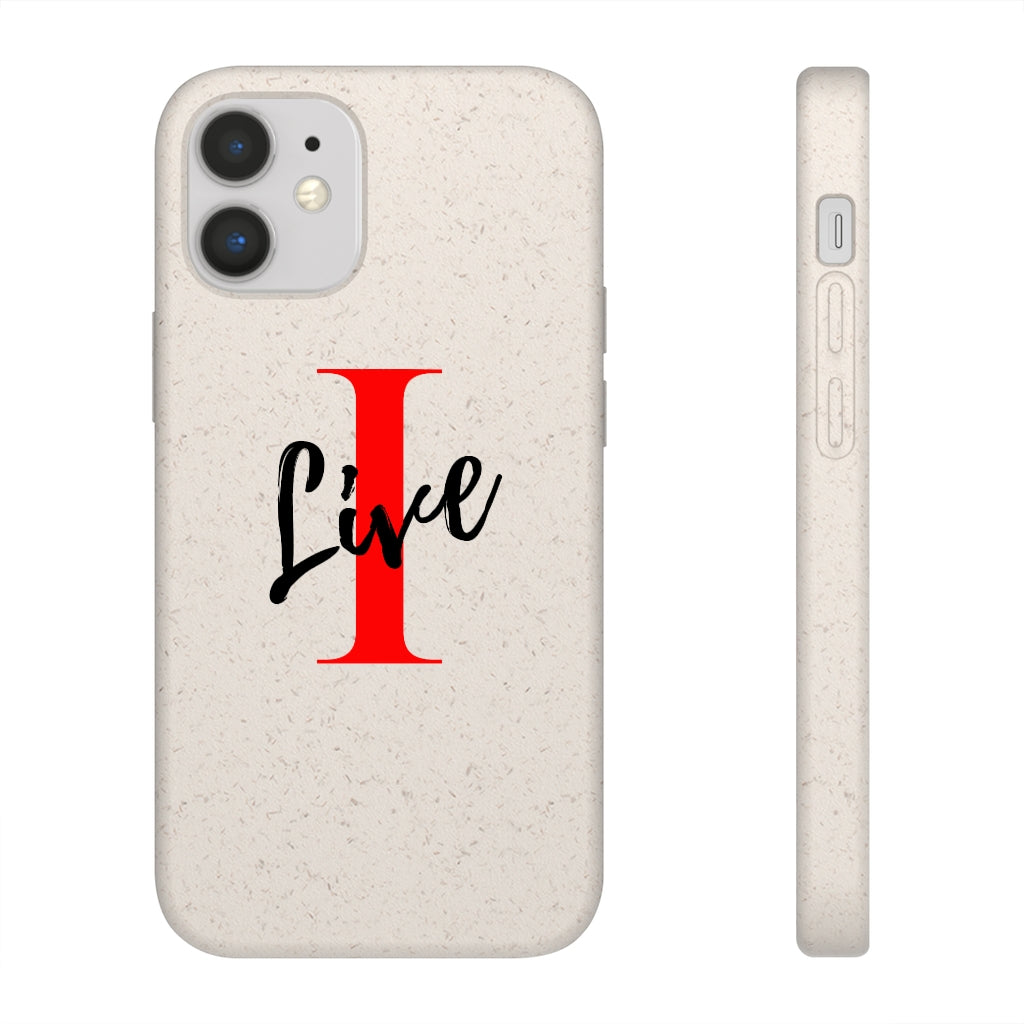 Oversized "I" Cursive LIVE On White Biodegradable Case