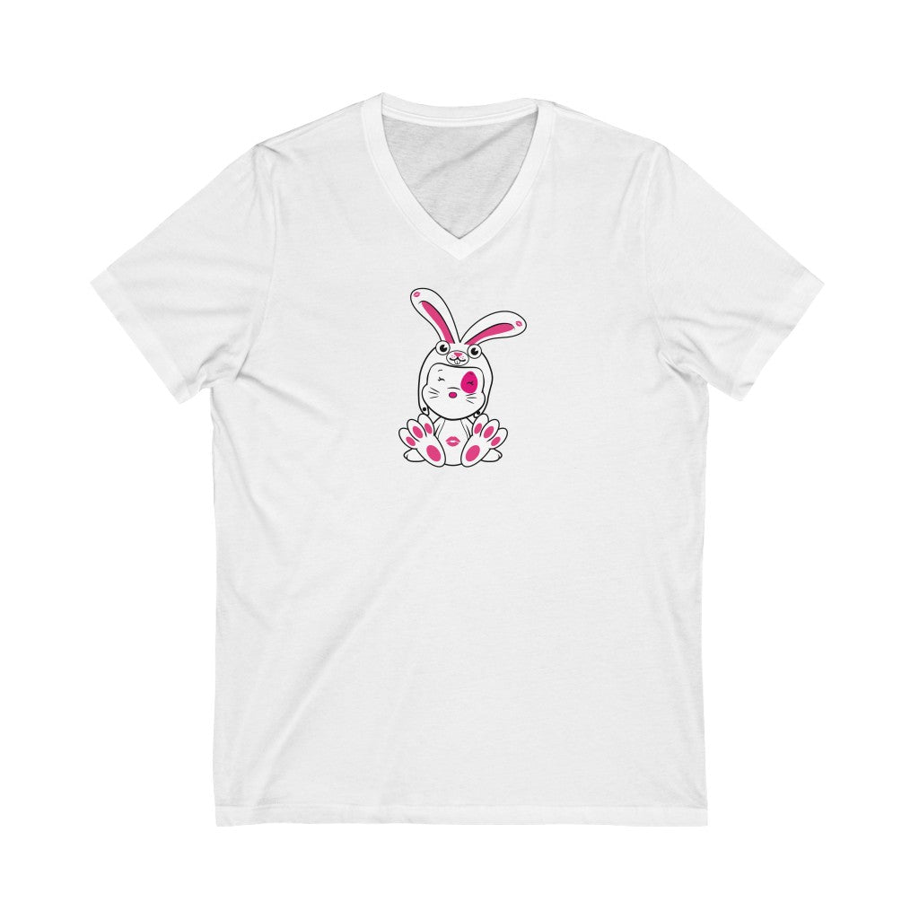 Mumbles In A Bunnysuit Unisex Jersey Short Sleeve V-Neck Tee