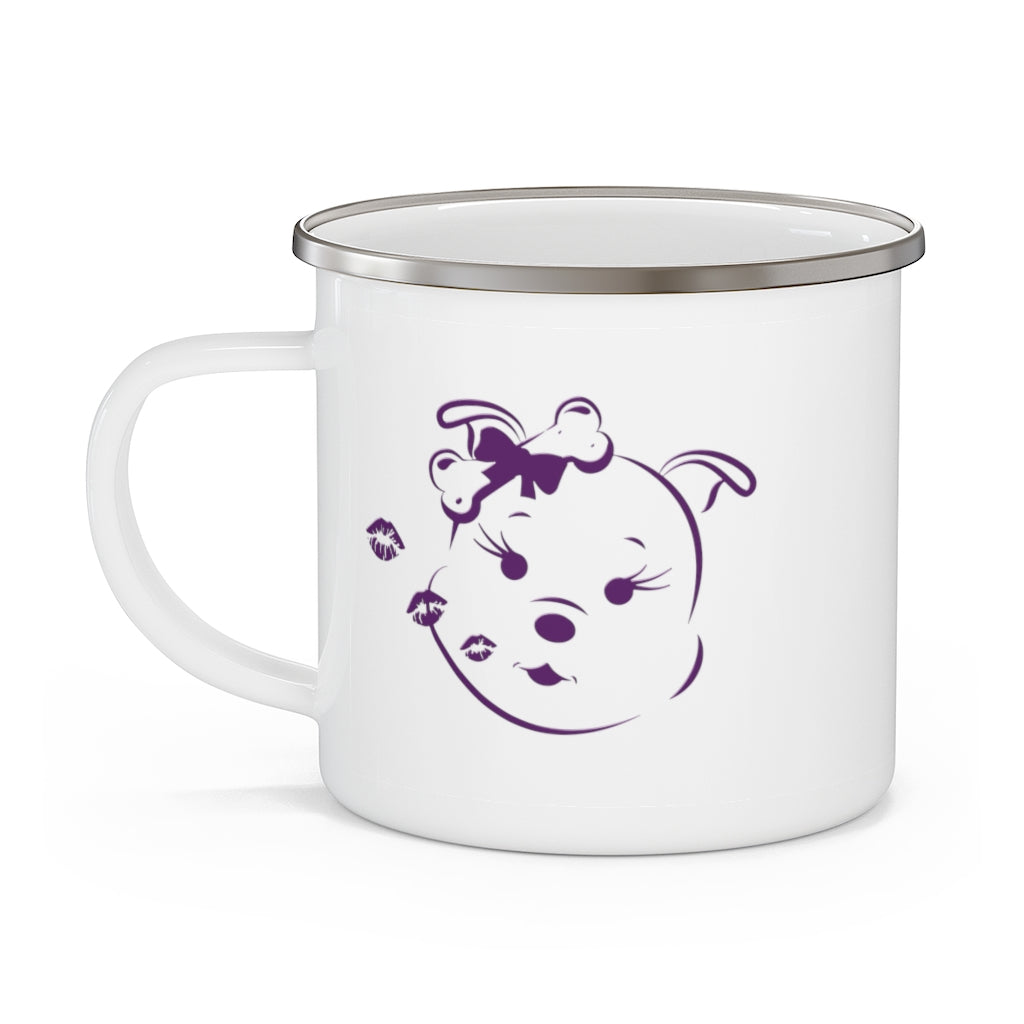 Purple Diamond Blowing Kisses On Enamel Camping Mug