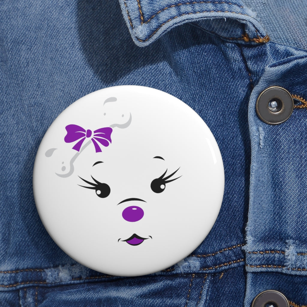 Purple Diamond Face Custom Pin Buttons