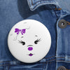 Purple Diamond Face Custom Pin Buttons