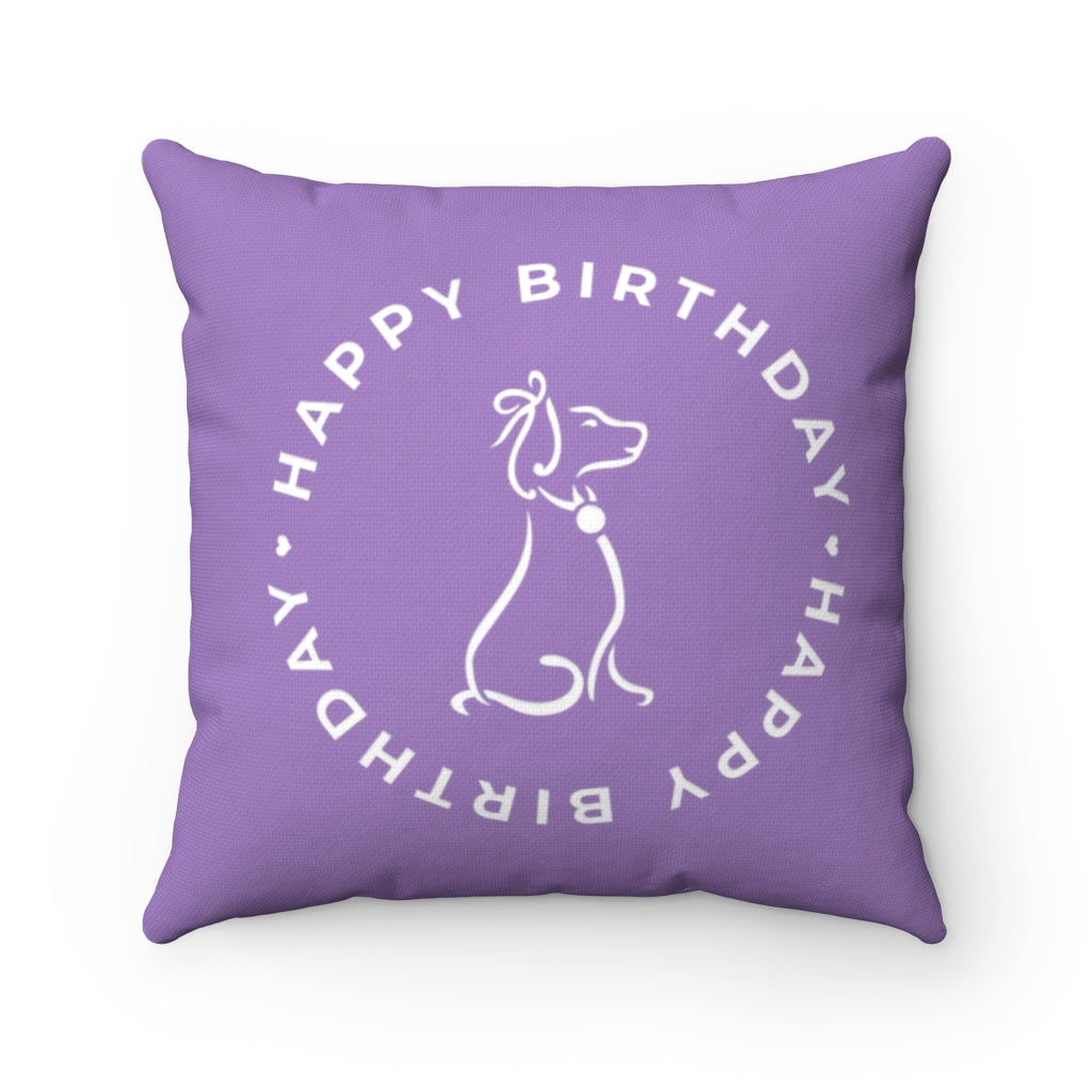 Poochie Diva Happy Birthday On Purple Spun Polyester Square Pillow